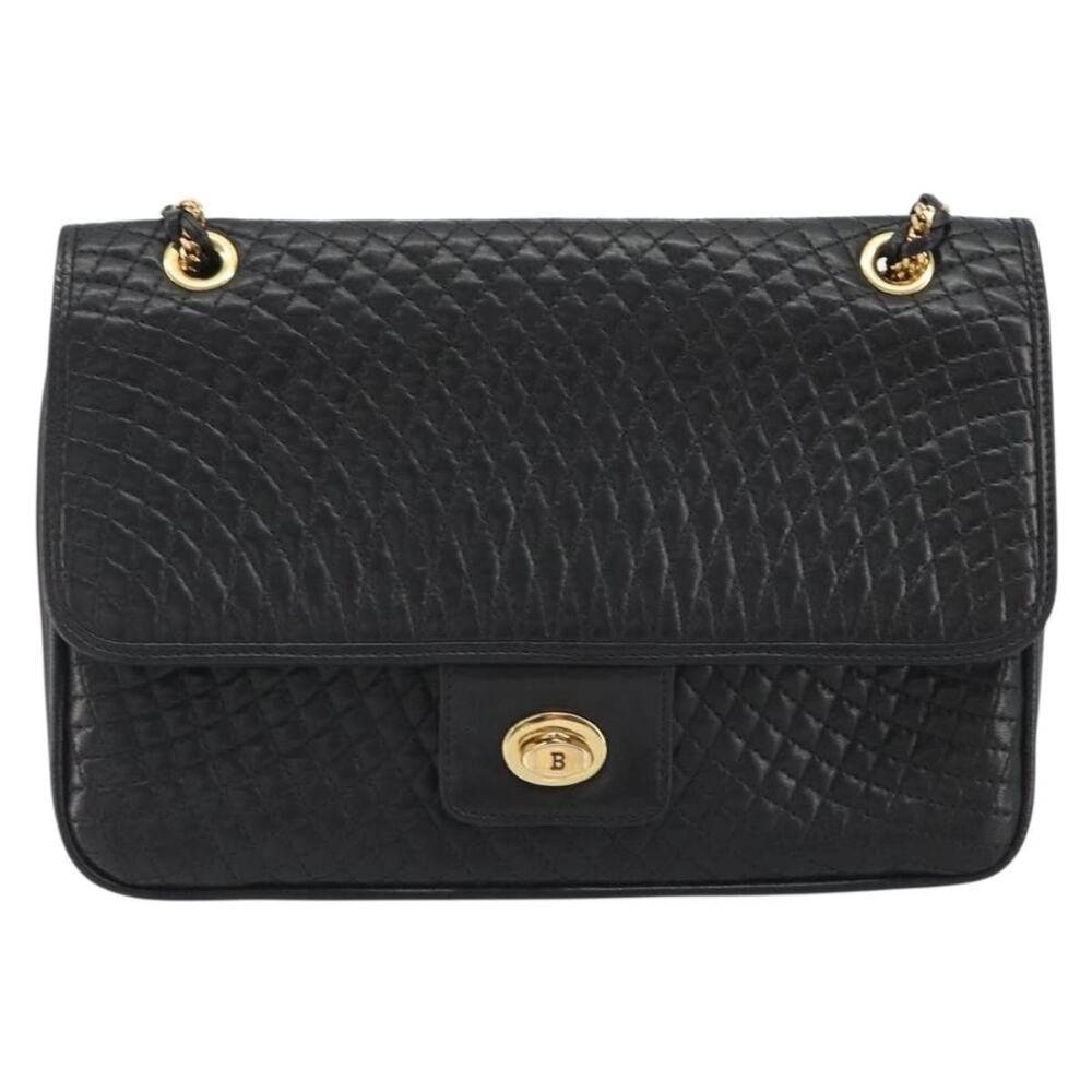 Bally Leather Chain Shoulder Bag Black